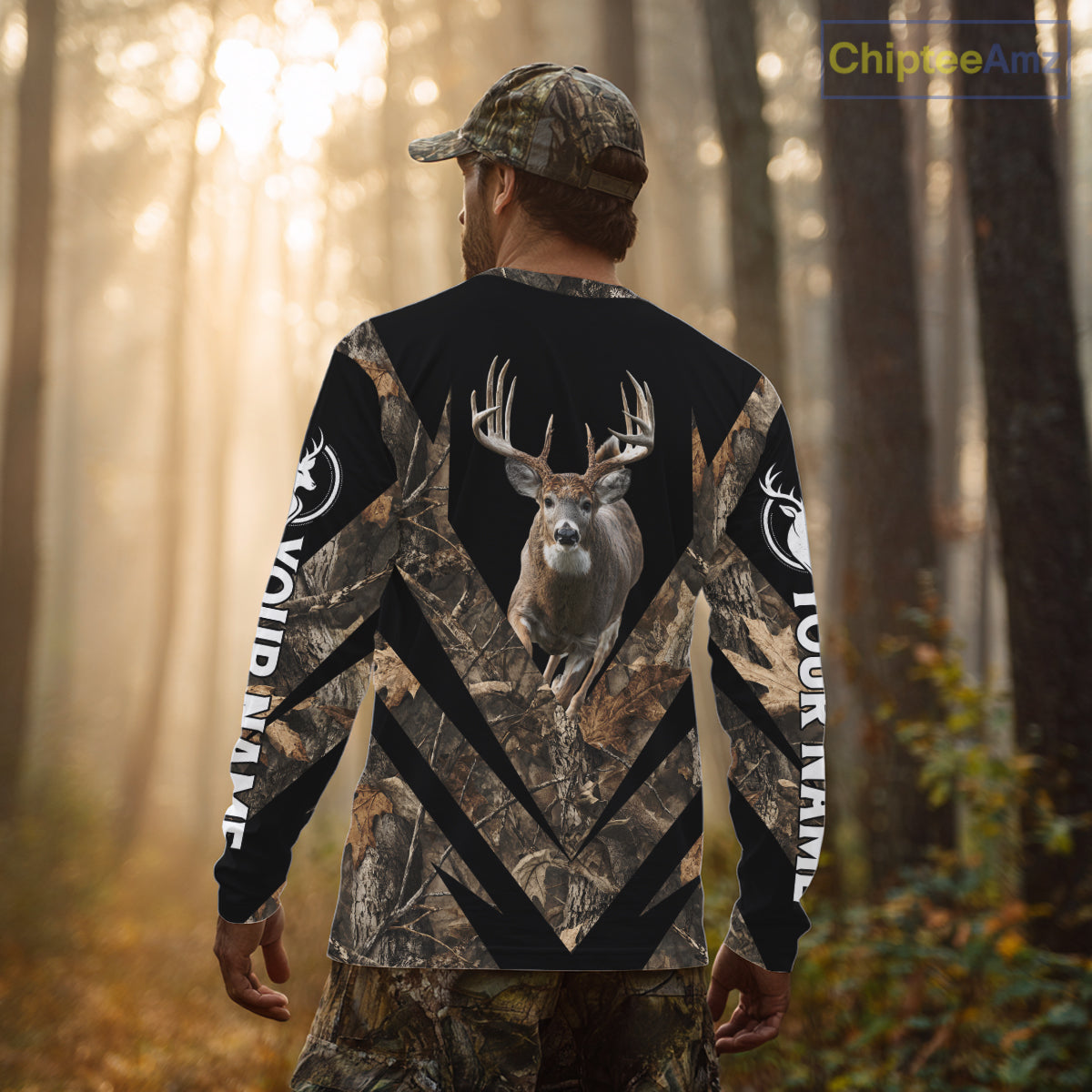 Customized Name Whitetail Deer Hunting Jump Shirt, Hunting Hoodie For Men NHT354