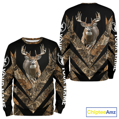 Customized Name Whitetail Deer Hunting Jump Shirt, Hunting Hoodie For Men NHT354