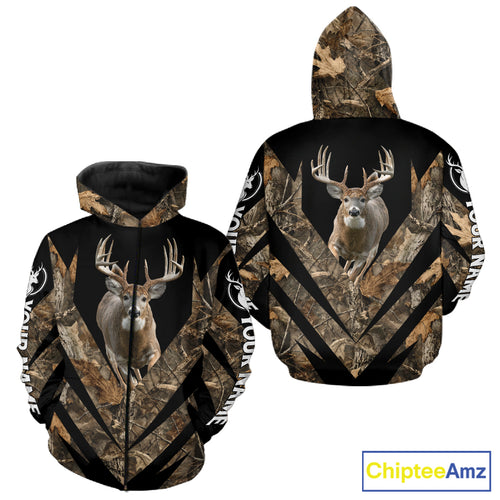 Customized Name Whitetail Deer Hunting Jump Shirt, Hunting Hoodie For Men NHT354