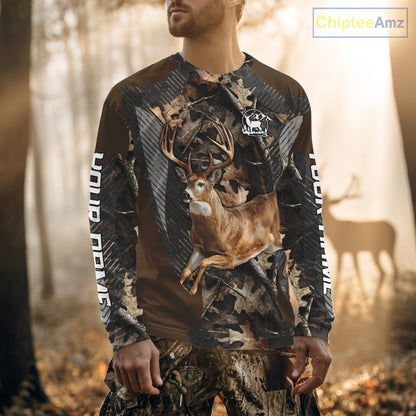 Whitetail Deer Jumping 3D All Over Print Shirts, Gift for Deer Hunters Men, Hunting Hoodie NHT355