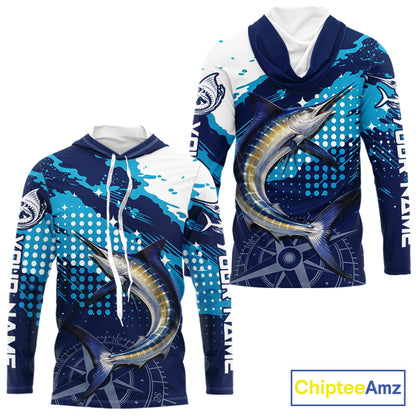 Custom Marlin Long Sleeve Fishing Shirts For Men, Design Marlin Fishing Jerseys NHT466