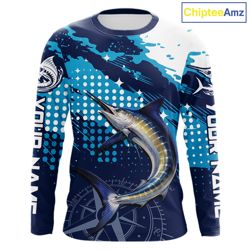 Custom Marlin Long Sleeve Fishing Shirts For Men, Design Marlin Fishing Jerseys NHT466