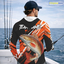 Load image into Gallery viewer, Personalized Redfish Fishing Tournament, Red Drum Saltwater Fishing Shirts Long Sleeve Hooded NHT467