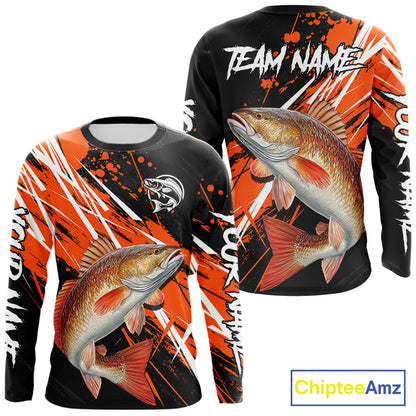Personalized Redfish Fishing Tournament , Red Drum Saltwater Fishing Shirts Long Sleeve NHT467