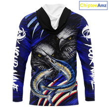 Load image into Gallery viewer, Marlin &amp; Eagle Design Fishing Shirt Long Sleeve Hooded, Marlin Fishing Shirt For Men NHT468