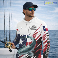 Load image into Gallery viewer, Custom Texas Flag Catfish Fishing Shirts, Texas Catfish Fishing Shirts Long Sleeve Hooded For Team NHT912