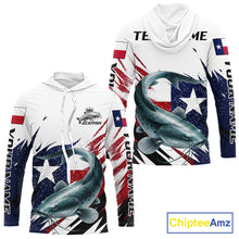 Load image into Gallery viewer, Custom Texas Flag Catfish Fishing Shirts, Texas Catfish Fishing Shirts Long Sleeve Hooded For Team NHT912