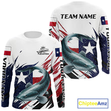 Load image into Gallery viewer, Custom Texas Flag Catfish Fishing Shirts, Texas Catfish Fishing Shirts Long Sleeve For Team NHT912