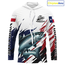 Load image into Gallery viewer, Custom Texas Flag Chinook Salmon Fishing Shirts, Texas Chinook Salmon Fishing Shirts Long Sleeve Hooded For Team NHT914