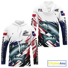 Load image into Gallery viewer, Custom Texas Flag Chinook Salmon Fishing Shirts, Texas Chinook Salmon Fishing Shirts Long Sleeve Hooded For Team NHT914