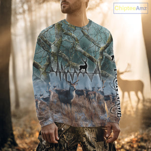 Deer Hunting Shirt 3D All-Over Print with Deer & Forest Camo For Deer Hunters – Custom Name  NHT26