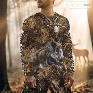 Personalized Wild Hog Hunting Camo Full Printing Shirts, Boar Hunting Gifts, Hunting Season NHT125