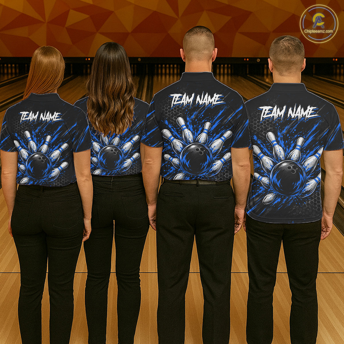 Custom Grim Reaper Bowling Shirt For Women, Personalized Blue Paint Splatter Bowling Ball  NHT1532
