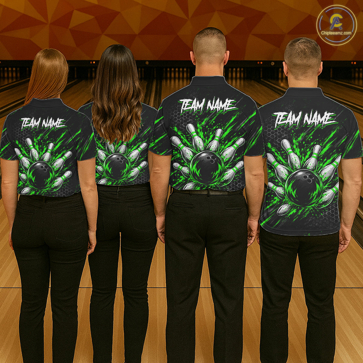 Custom Grim Reaper Bowling Shirt For Women, Personalized Green Paint Splatter Bowling Ball  NHT1533