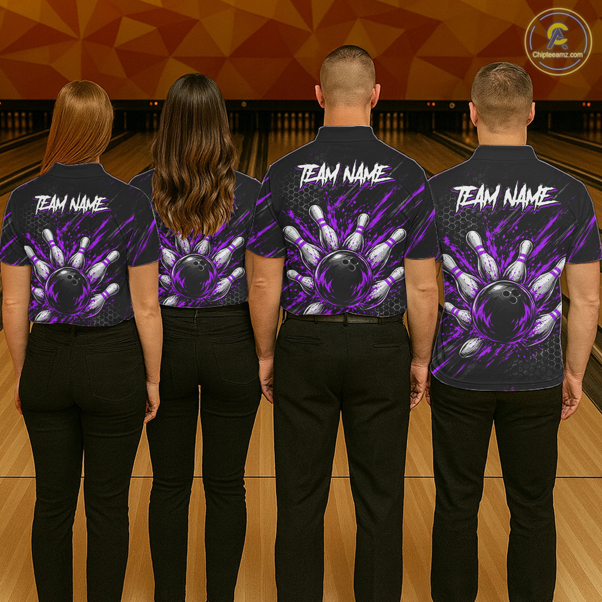 Custom Grim Reaper Bowling Shirt For Men, Personalized Purple Paint Splatter Bowling Ball NHT1534