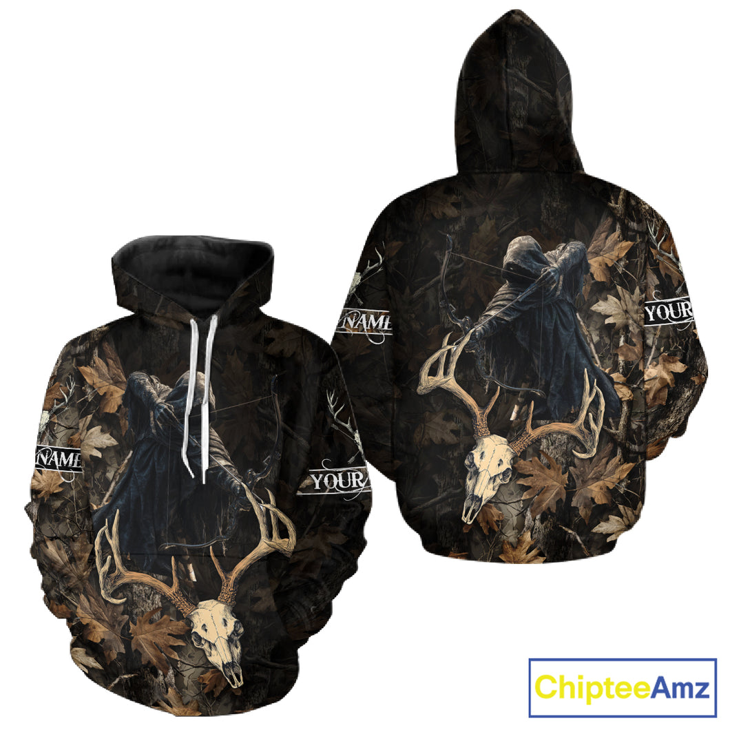 Deer Hunting Grim Reaper Camouflage Shirts for Deer Hunters, Hunting Hoodie For Men NHT358