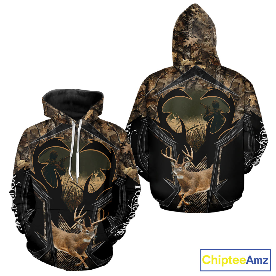 Deer Hunting Shirt 3D All-Over Print Deer with Camo Forest, Gift for Deer Hunters Men NHT360