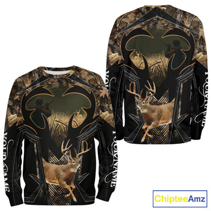 Deer Hunting Shirt 3D All-Over Print Deer with Camo Forest, Gift for Deer Hunters Men NHT360