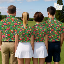 Load image into Gallery viewer, Men's Golf Polo Shirt Colorful Floral Flamingo Pattern Tropical Leaves Custom Name NHT538