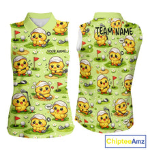 Load image into Gallery viewer, Funny Chicken Golf Sleeveless Polo Shirt For Womens, Cute Chicken With Golf Shirts For Team NHT542