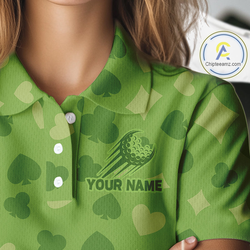 Personalized Poker Green Womens Golf Polo Shirt, Funny Golf Top For Family Team Shirt NHT756