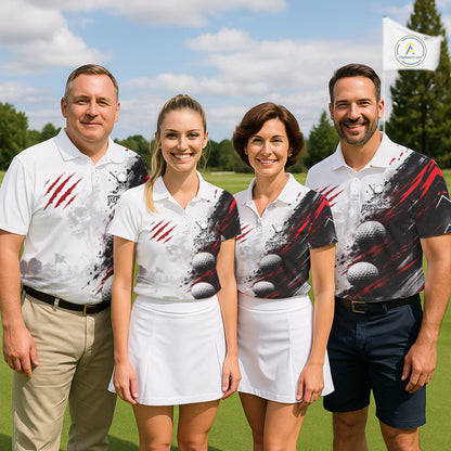 Personalized Skull Mens Golf Shirt Custom Name Family Team Outfits Cool Scratch Splatter Black Golf Polo NHT1239