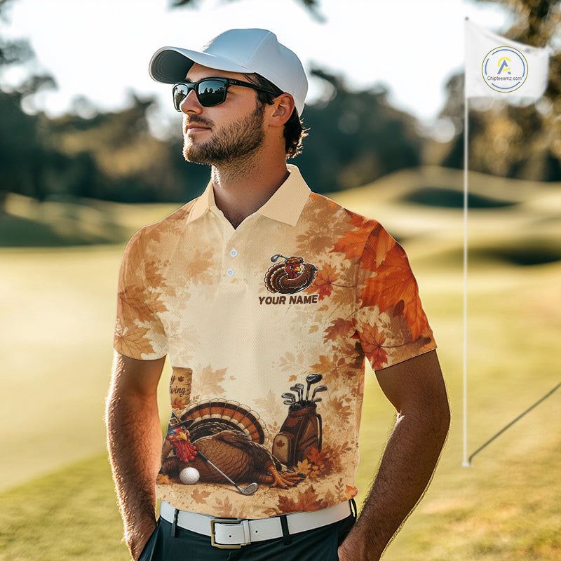Thanksgiving Mens Golf Shirt Personalized Turkey Golf Shirt Custom Name Team Name NHT1382