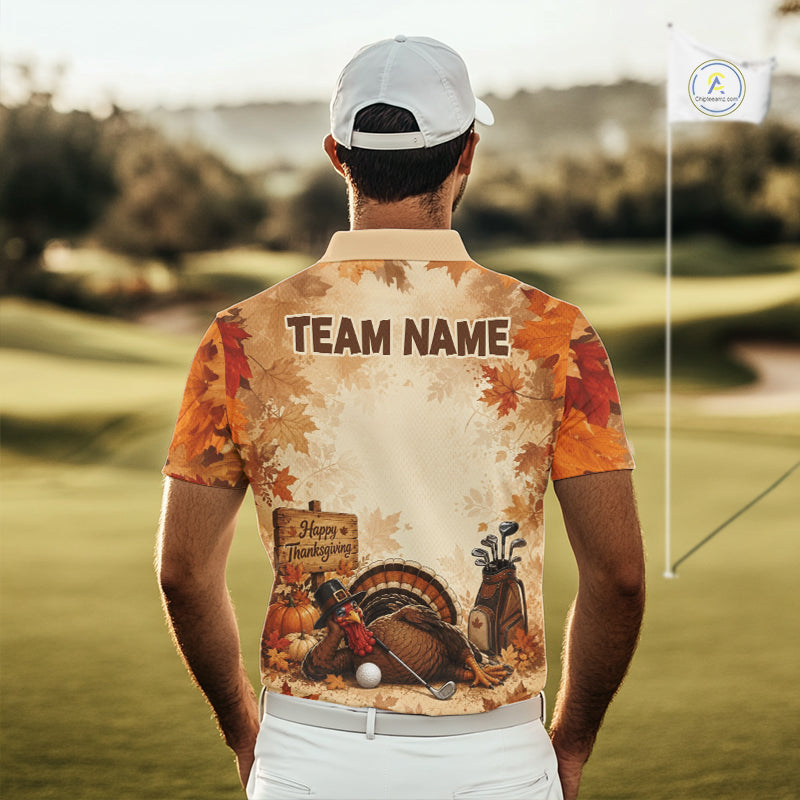 Thanksgiving Mens Golf Shirt Personalized Turkey Golf Shirt Custom Name Team Name NHT1382