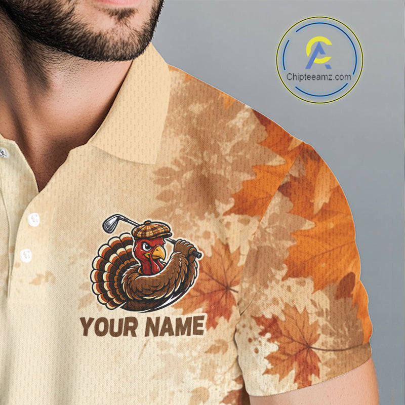 Thanksgiving Mens Golf Shirt Personalized Turkey Golf Shirt Custom Name Team Name NHT1382