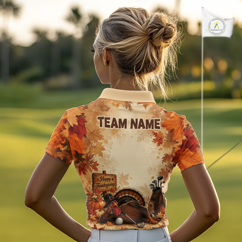 Thanksgiving Womens Golf Shirt Personalized Turkey Golf Shirt Custom Name Team Name NHT1382