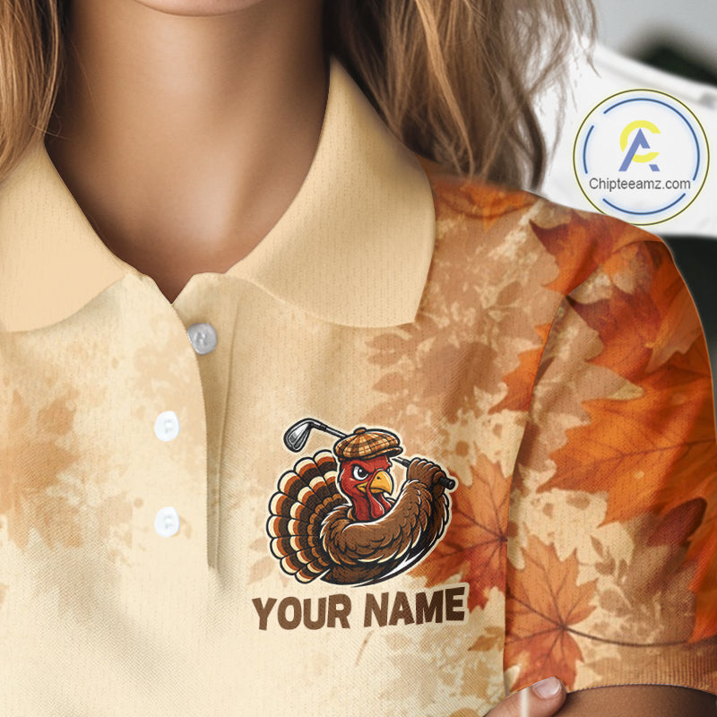 Thanksgiving Womens Golf Shirt Personalized Turkey Golf Shirt Custom Name Team Name NHT1382