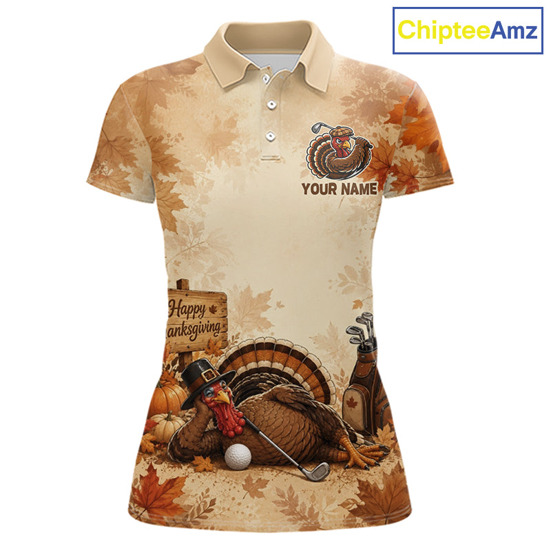 Thanksgiving Womens Golf Shirt Personalized Turkey Golf Shirt Custom Name Team Name NHT1382