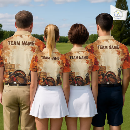 Thanksgiving Womens Golf Shirt Personalized Turkey Golf Shirt Custom Name Team Name NHT1382
