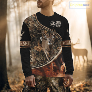 Deer Jumping Shirt Black Camo 3D Custom, Season Deer Hunting, Whitetail Deer Shirt NHT134