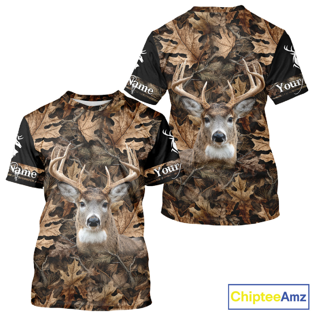 Deer Hunting Hunting Camo Brown Black Customize Name 3D All Over Printed Shirts NHT301