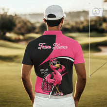 Load image into Gallery viewer, Funny Pink Flamingo Golf Polo Shirt For Men, Custom Flamingo Golf Shirt For Team NHT543