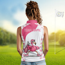 Load image into Gallery viewer, Funny Pink Flamingo Golf Womens Sleeveless Polo Shirt Custom Pink And White Golf Shirt For Team NHT545