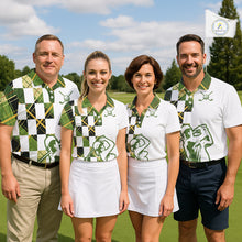 Load image into Gallery viewer, Personalized Green Tartan Plaid Mens Golf Polo Shirt, Custom Name Golf Shirt For Team NHT553