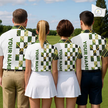 Load image into Gallery viewer, Personalized Green Tartan Plaid Mens Golf Polo Shirt, Custom Name Golf Shirt For Team NHT553