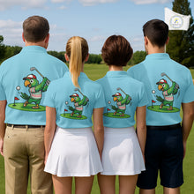 Load image into Gallery viewer, Personalized Womens Golf Polo Shirt Custom Name Funny Green Parrot Design|Blue NHT1092