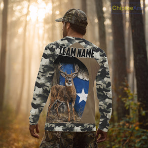 Custom Big Buck Deer Hunting 3D All Over Print Camo with Texas Flag Outdoor Hunting Apparel NHT32