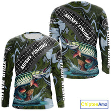 Load image into Gallery viewer, Northern Musky Fishing Shirts Long Sleeve Abstract Green Camo Performance Jersey For Men NHT926