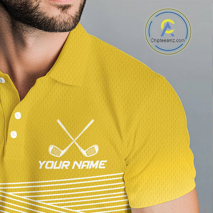 Personalized Golf Polo Shirt Custom Name Golf Club Polo For Men Golf Tournament Apparel|Yellow NHT1100