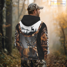 Load image into Gallery viewer, Whitetail Deer Hunting Custom Name Camo Hoodie, Best Deer Hunting Gift For Men NHT368