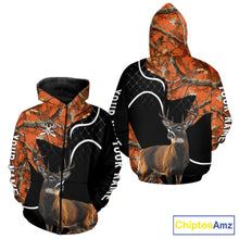 Load image into Gallery viewer, Personalized Whitetail Deer Hunting 3D All Over Printed Hoodie Orange Camo NHT369