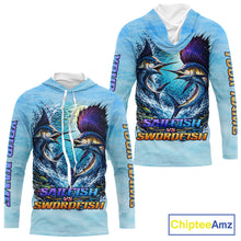 Load image into Gallery viewer, Personalized Sailfish Vs Swordfish Fishing Saltwater Long Sleeve Fishing Shirts NHT419