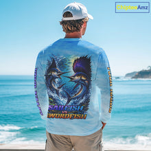 Load image into Gallery viewer, Personalized Sailfish Vs Swordfish Fishing Saltwater Long Sleeve Fishing Shirts NHT419