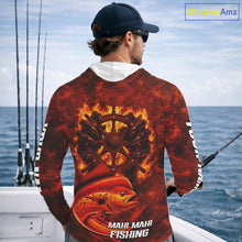 Load image into Gallery viewer, Red Mahi Mahi Fishing Shirts Long Sleeve Hooded, Personalized Men's Fishing Shirt NHT420
