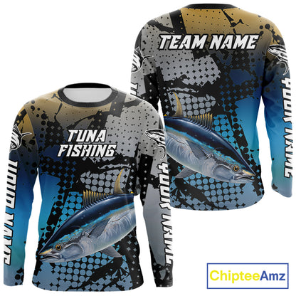 Tuna Fishing Shirt Blue Camo Custom Name, Tuna Fishing Team Jerseys NHT476