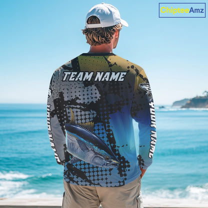 Tuna Fishing Shirt Blue Camo Custom Name, Tuna Fishing Team Jerseys NHT476